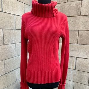 Red turtle neck sweater